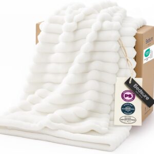 Soft Fluffy Fleece Cozy Fuzzy Plush Warm White Blanket for Couch Sofa Bed, Bedroom Livingroom Decor