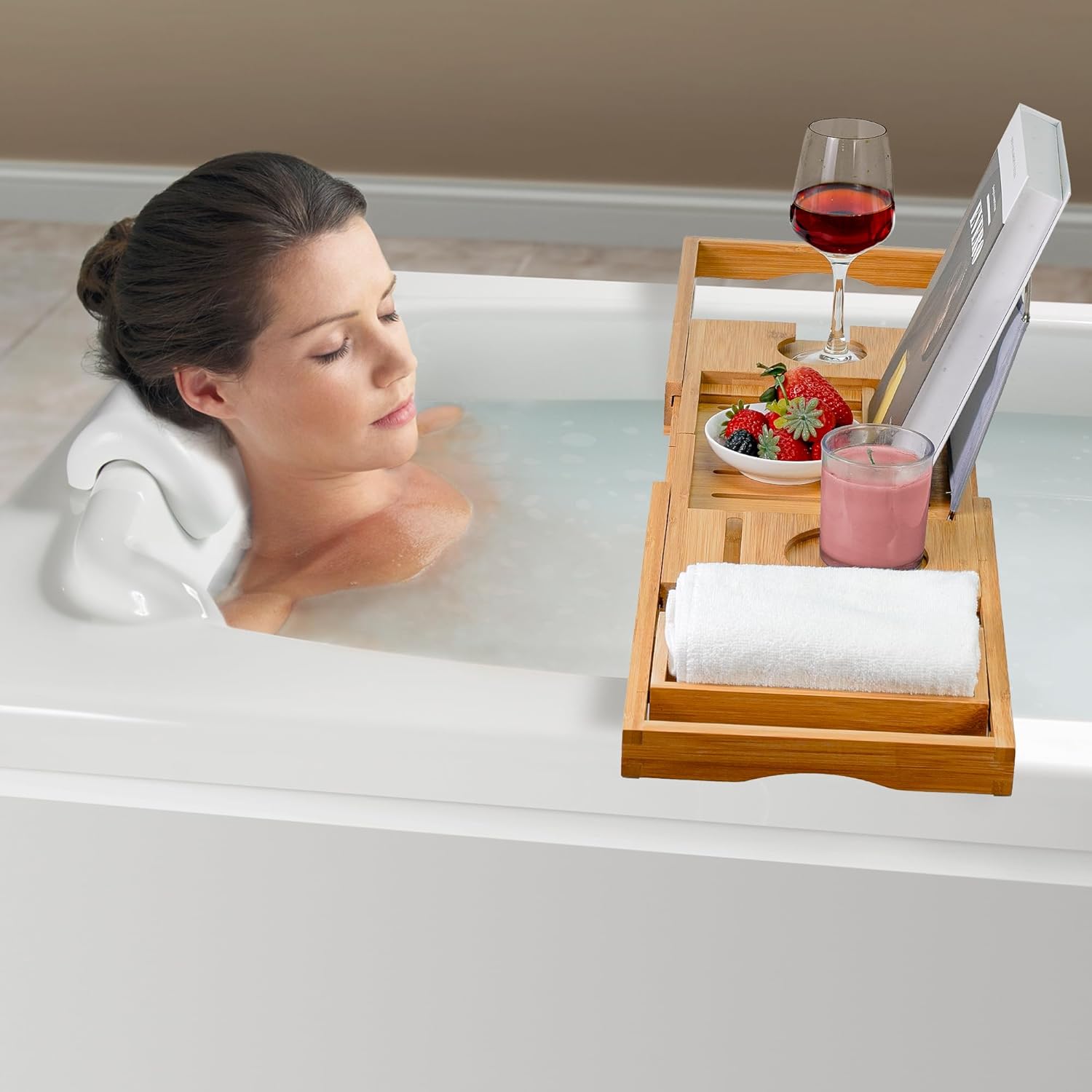 Utoplike Bathtub Caddy Tray, Bamboo Tub Tray - Image 8