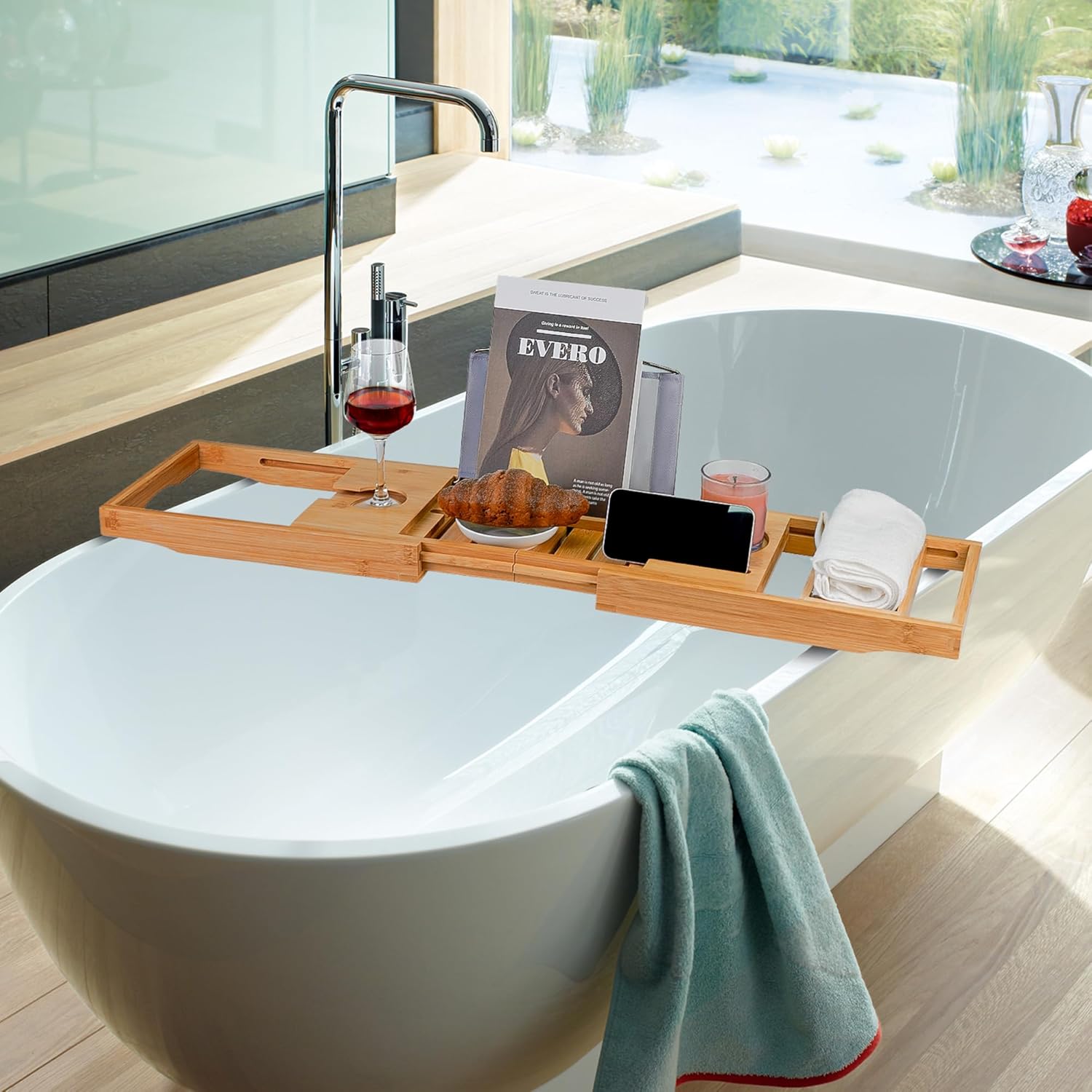 Utoplike Bathtub Caddy Tray, Bamboo Tub Tray - Image 7