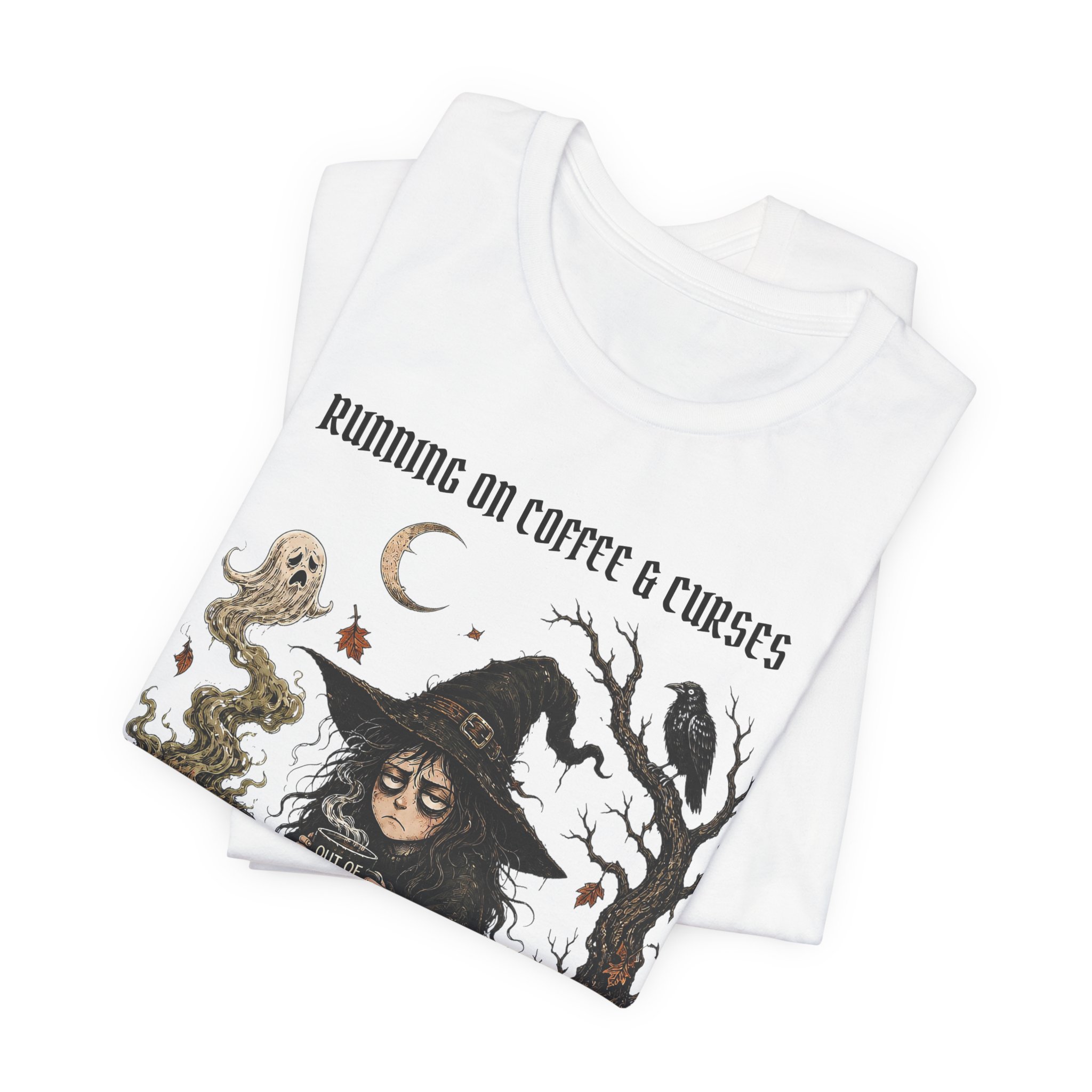 Witch Coffee Tee — "Running on Coffee & Curses" Graphic T-Shirt - Image 4