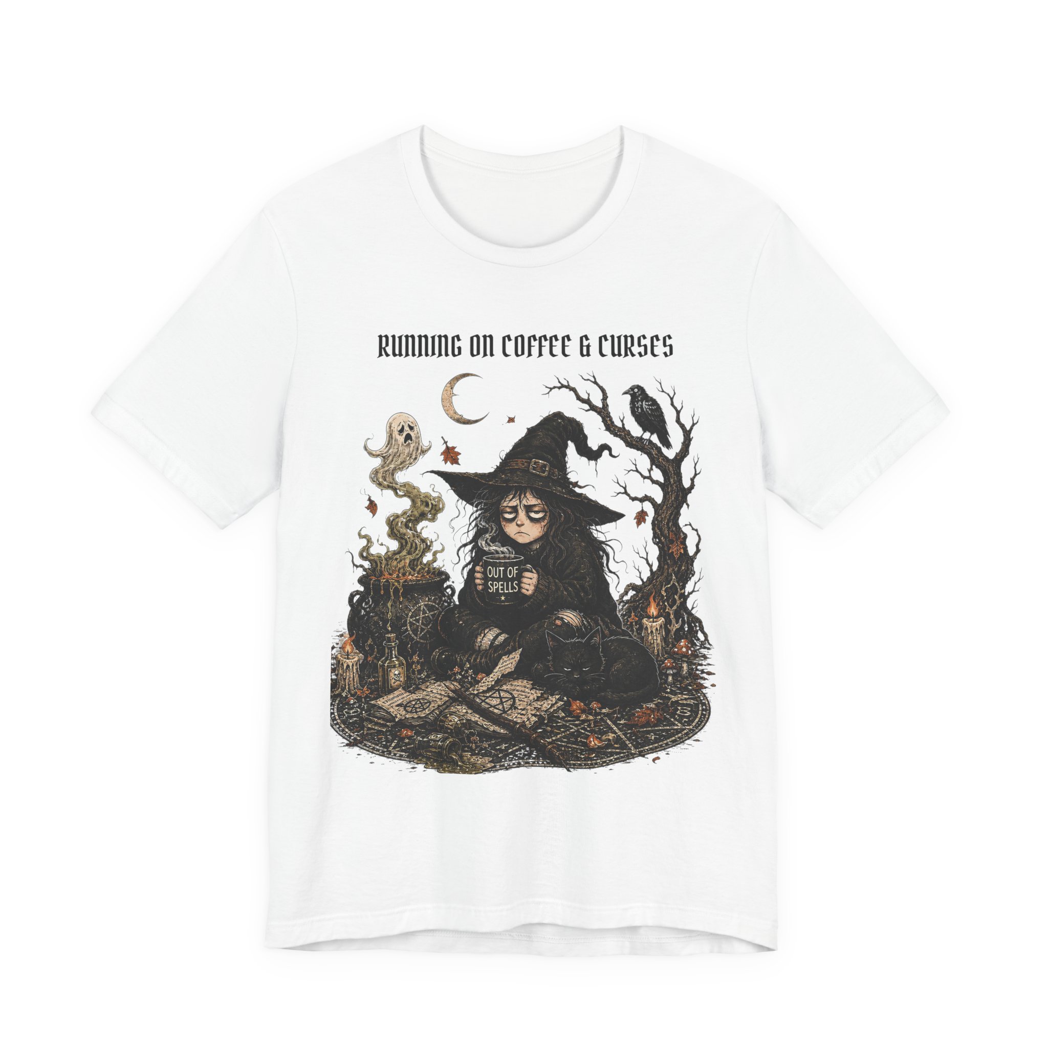 Witch Coffee Tee — "Running on Coffee & Curses" Graphic T-Shirt - Image 2