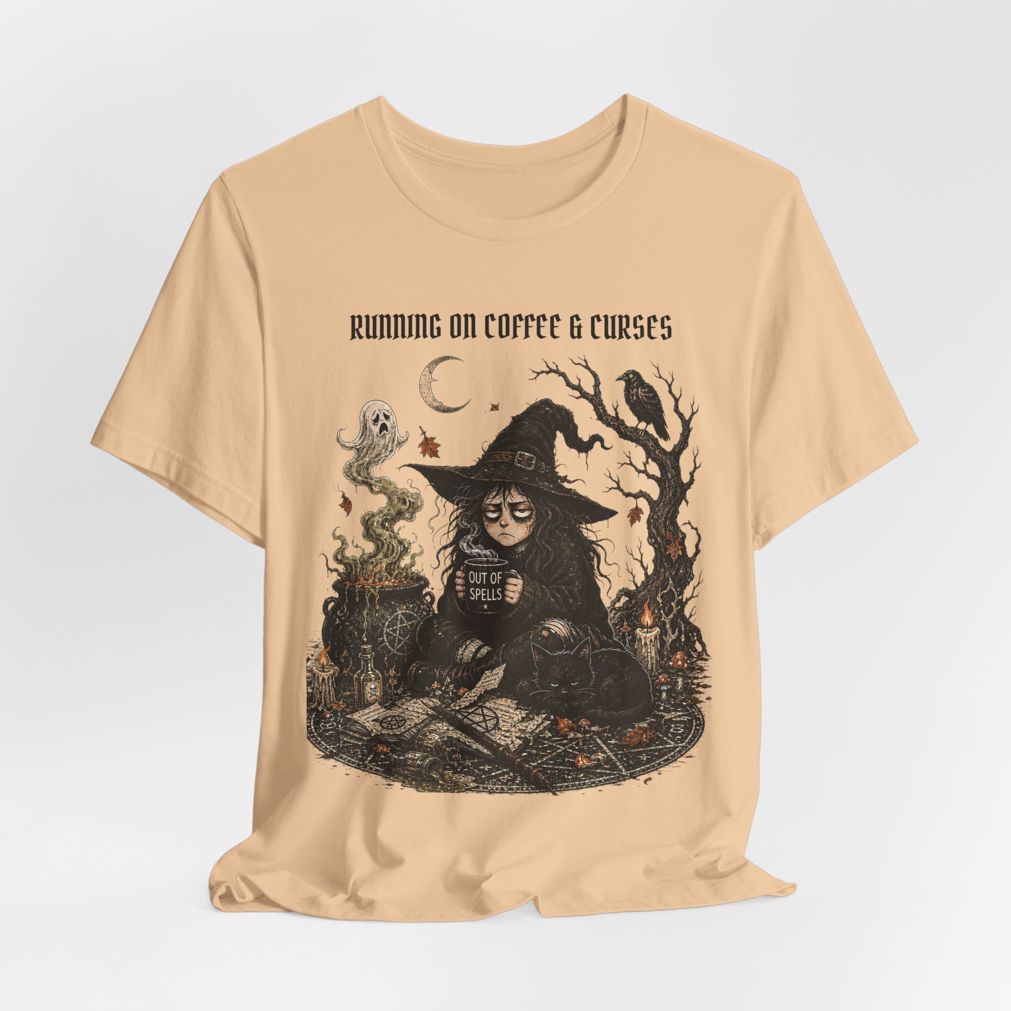 Witch Coffee Tee — "Running on Coffee & Curses" Graphic T-Shirt - Image 9