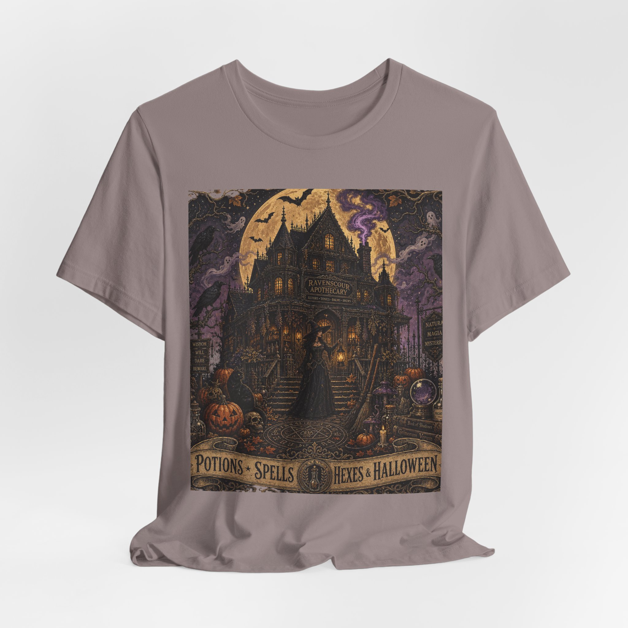 Halloween Haunted House T‑Shirt — "Potions · Spells · Witches · Halloween" Vintage Gothic Tee - Image 13