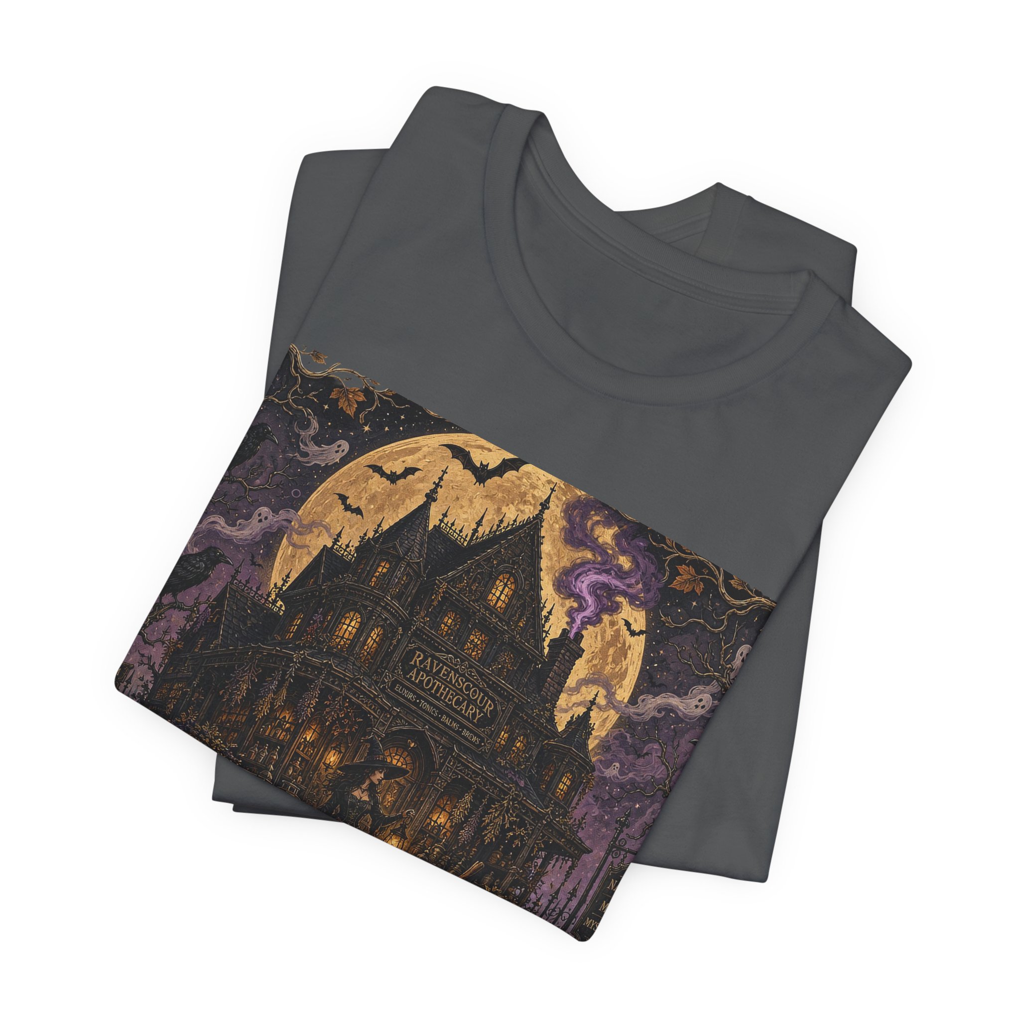 Halloween Haunted House T‑Shirt — "Potions · Spells · Witches · Halloween" Vintage Gothic Tee - Image 4