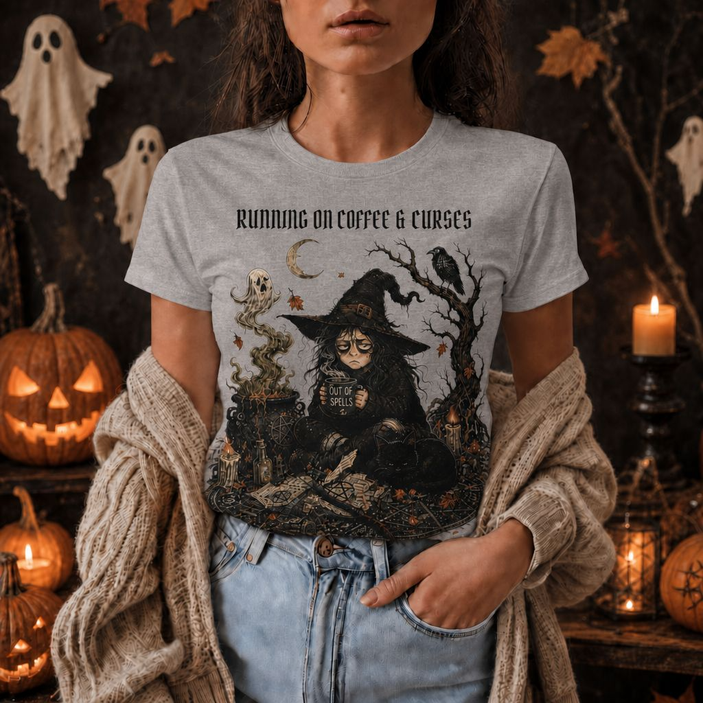 Witch Coffee Tee — "Running on Coffee & Curses" Graphic T-Shirt - Image 19