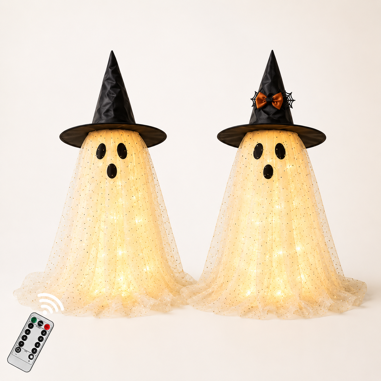 Light Up Ghost Halloween Decorations Set of 2
