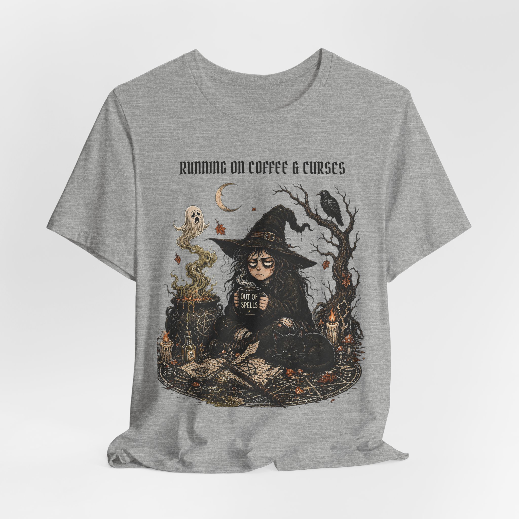 Witch Coffee Tee — "Running on Coffee & Curses" Graphic T-Shirt - Image 23