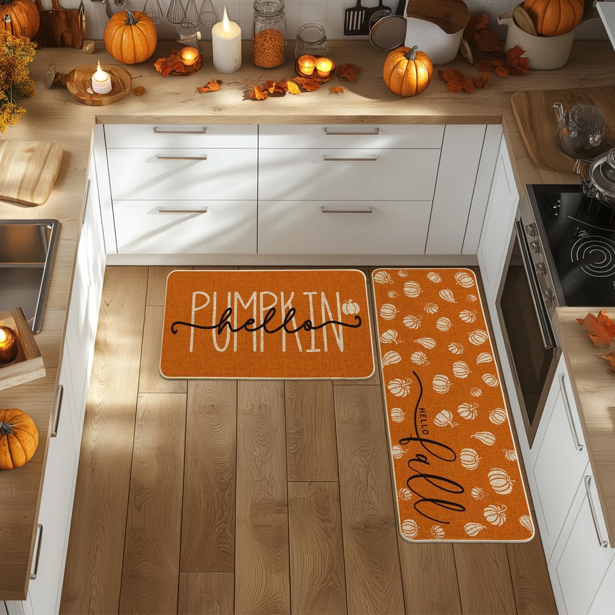 Hello Pumpkin Fall Kitchen Mat Set - Image 4
