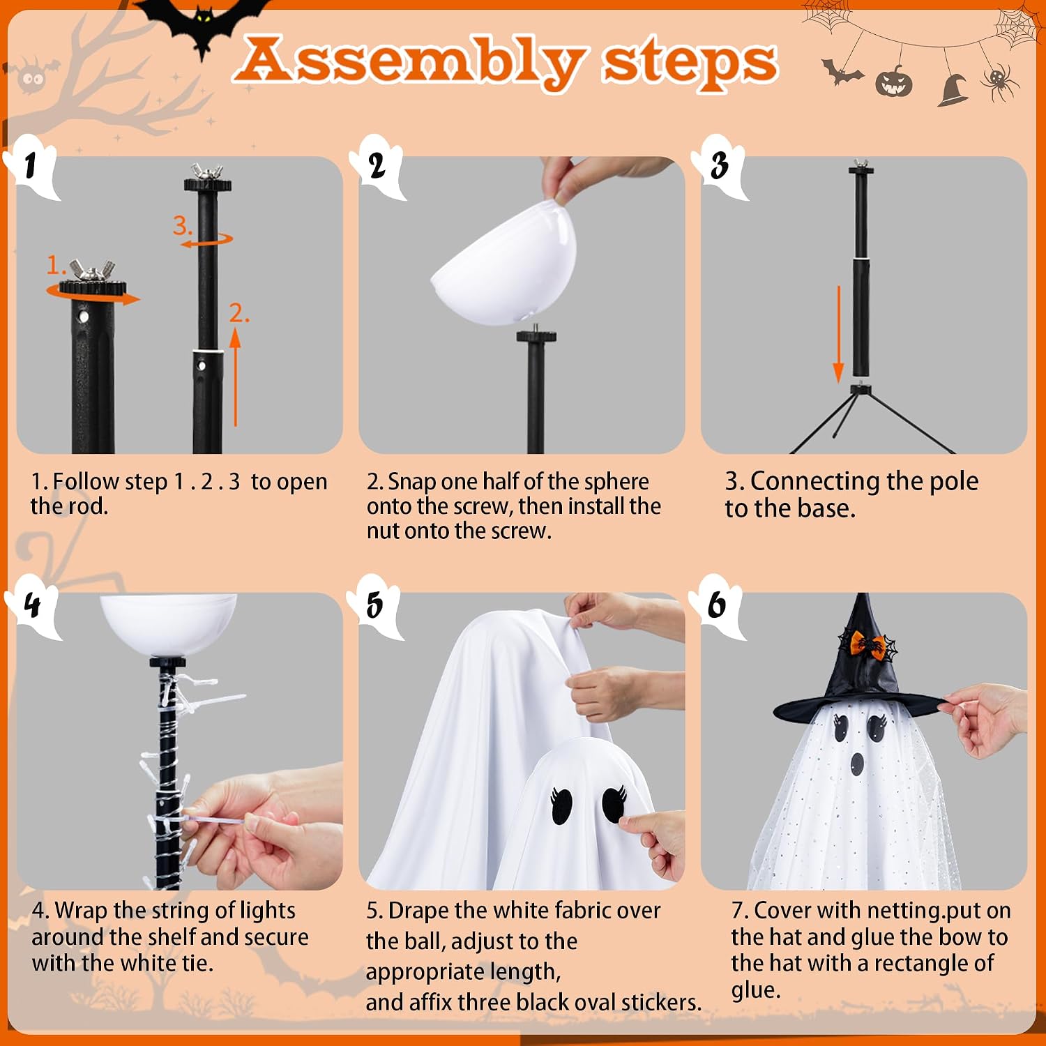 Light Up Ghost Halloween Decorations Set of 2 - Image 3