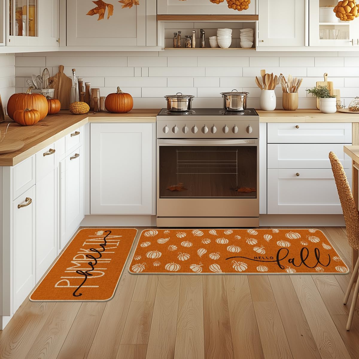 Hello Pumpkin Fall Kitchen Mat Set - Image 3