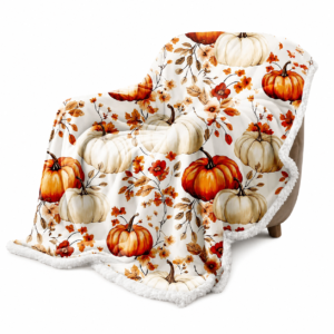Lanpn Pumpkin Sherpa Throw Blanket