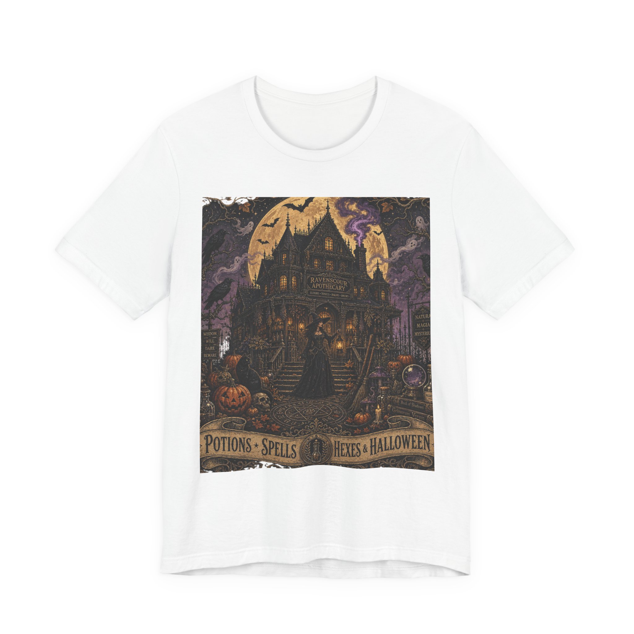 Halloween Haunted House T‑Shirt — "Potions · Spells · Witches · Halloween" Vintage Gothic Tee - Image 6