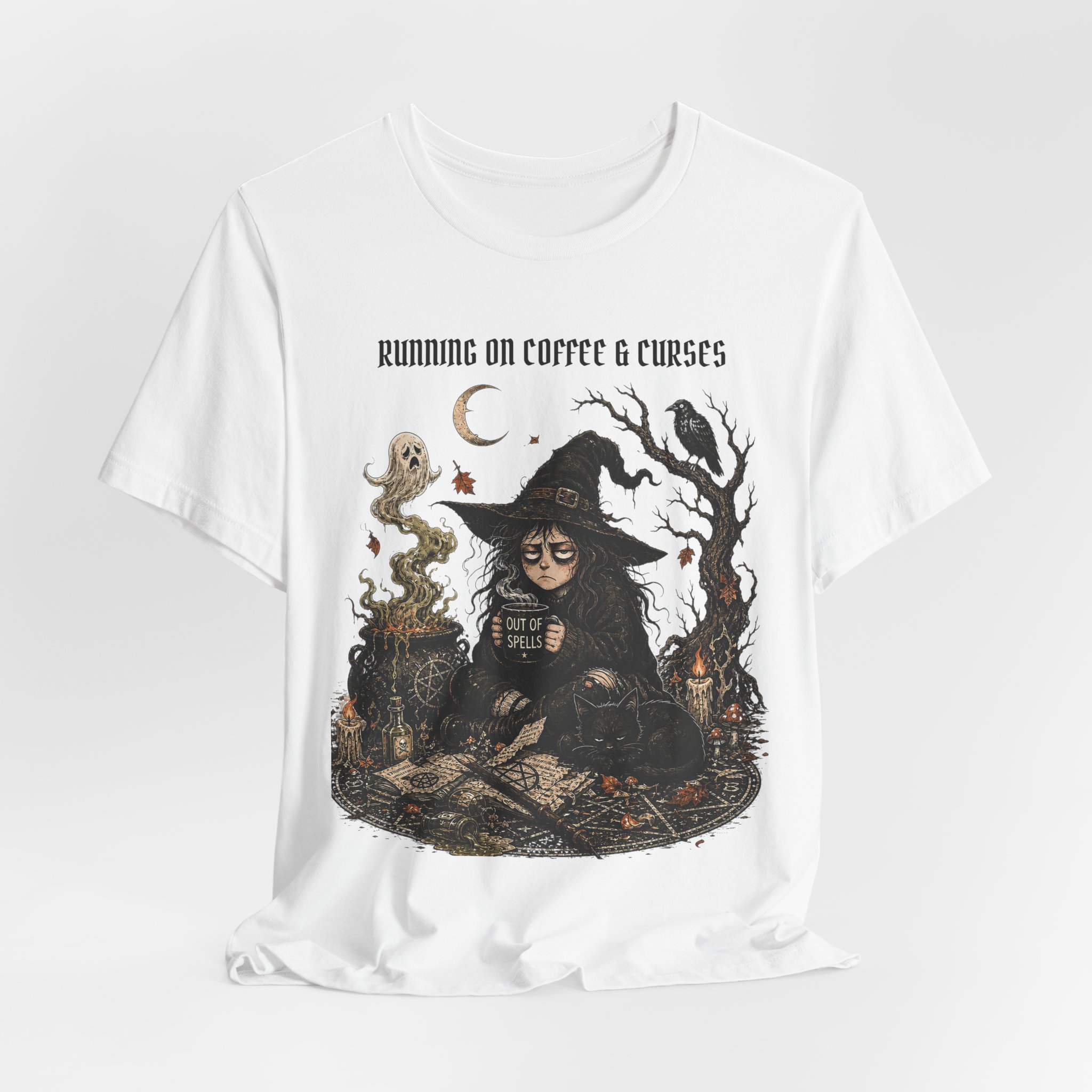 Witch Coffee Tee — "Running on Coffee & Curses" Graphic T-Shirt - Image 5