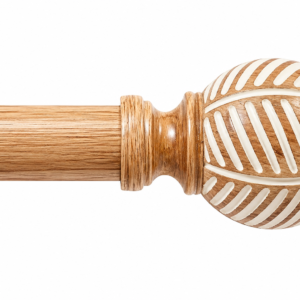 Zeerobee Wood Curtain Rod with Leaf Finials, 66–120", Brown