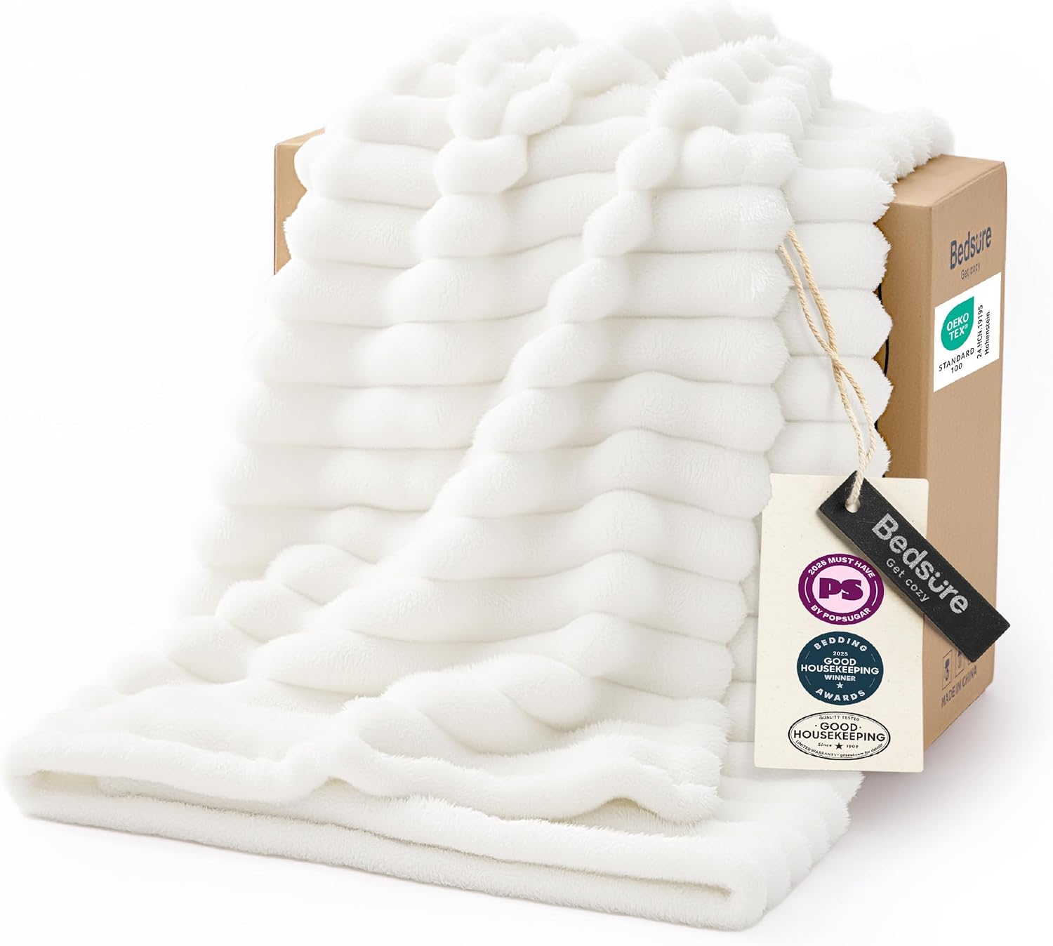 Soft Fluffy Fleece Cozy Fuzzy Plush Warm White Blanket for Couch Sofa Bed, Bedroom Livingroom Decor