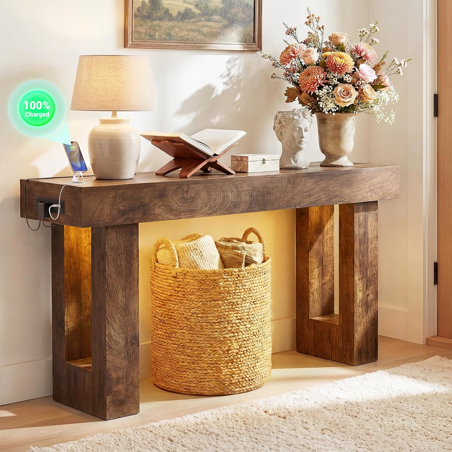 Farmhouse Entryway Table Sofa Table Behind Couch